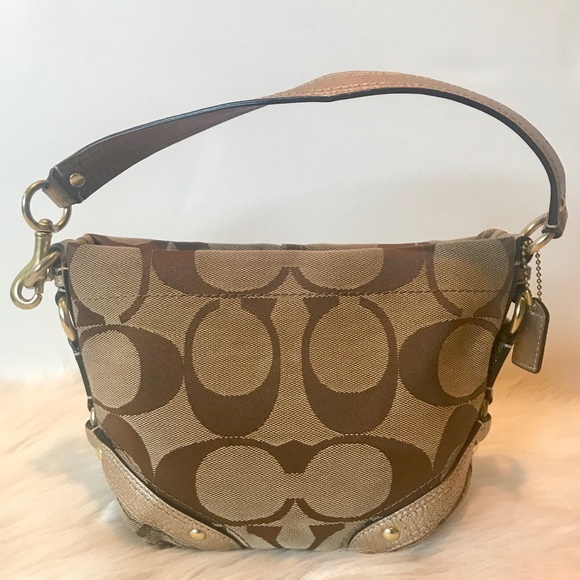 Vintage Coach Monogram Tan Convertible Mini Bag - Picture 2 of 8